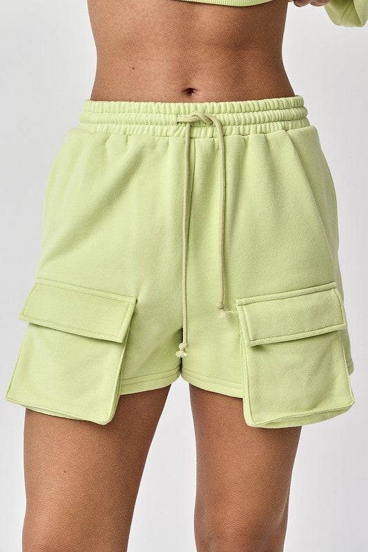 Emilia Cropped Balloon Sweatshirt And Shorts Lime-Set-Papermoon-S-Urbanheer