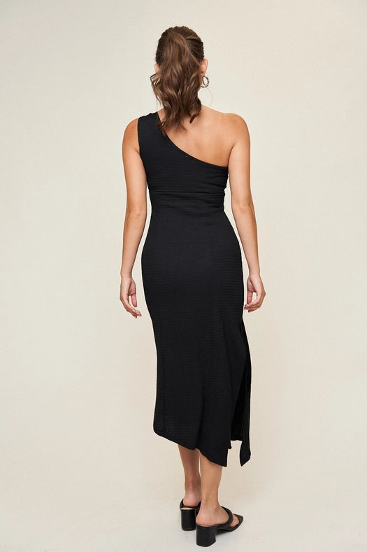 "Emily” One Shoulder O-Ring Dress in Black-Dress-What Lo Wants-XS-Urbanheer