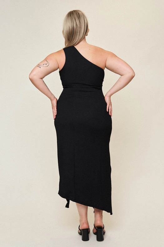 "Emily” One Shoulder O-Ring Dress in Black-Dress-What Lo Wants-XS-Urbanheer