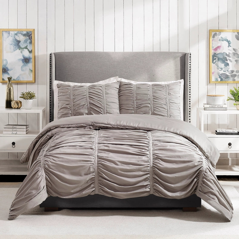 Emily Texture Comforter Set (Light Grey) By Modern Heirloom-Set-Peking Handicraft-Full/Queen-Urbanheer