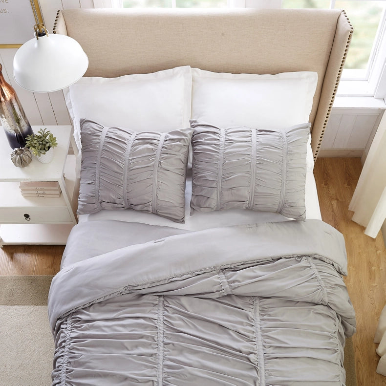 Emily Texture Comforter Set (Light Grey) By Modern Heirloom-Set-Peking Handicraft-Full/Queen-Urbanheer