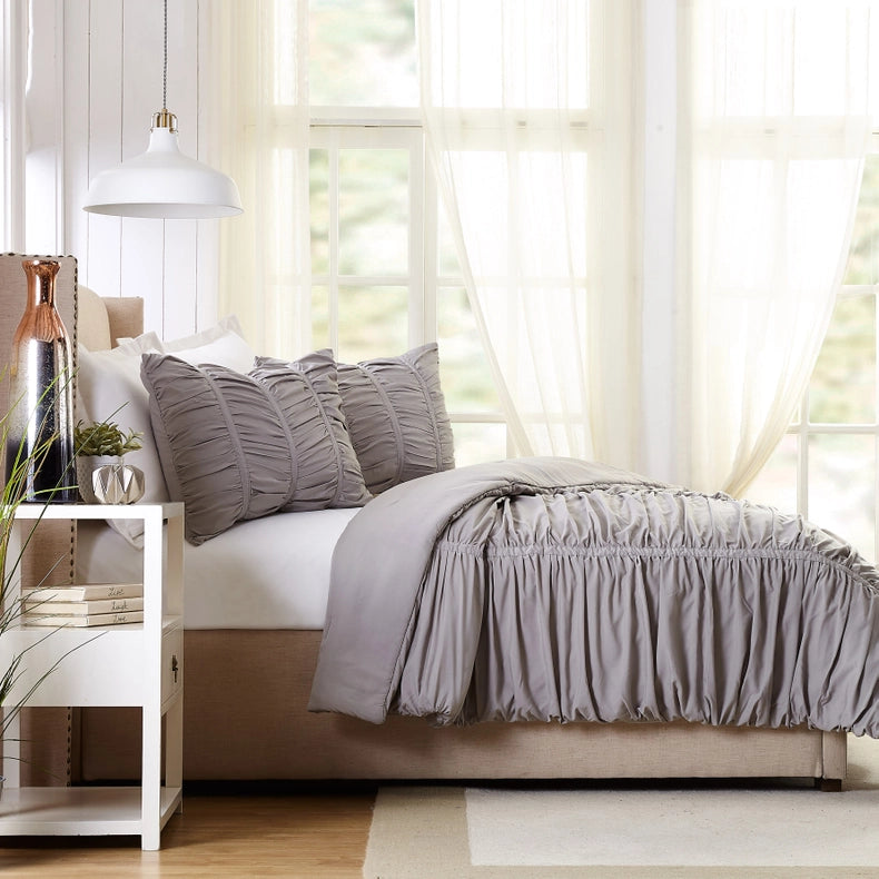 Emily Texture Comforter Set (Light Grey) By Modern Heirloom-Set-Peking Handicraft-Full/Queen-Urbanheer