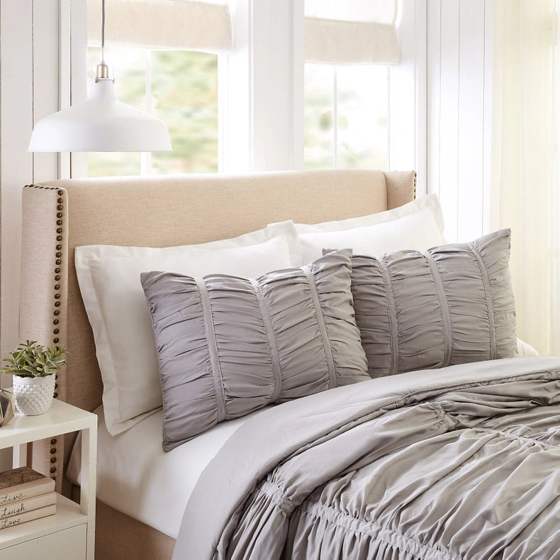 Emily Texture Comforter Set (Light Grey) By Modern Heirloom-Set-Peking Handicraft-Full/Queen-Urbanheer