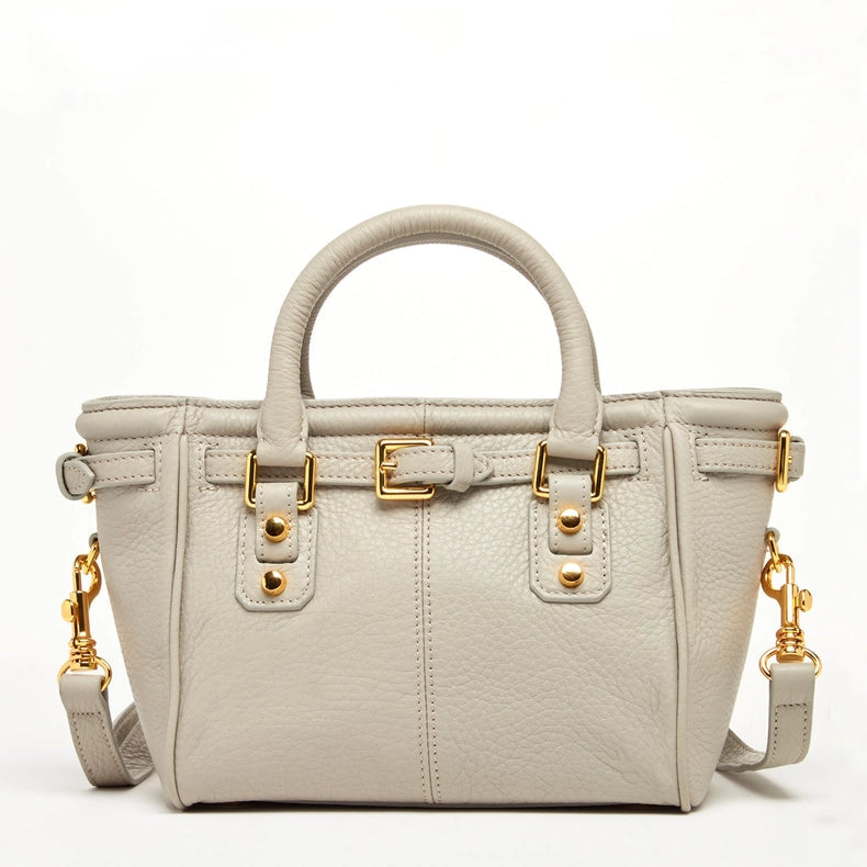 Emma Leather Satchel Bag Grayish Beige-Bag-SUSU-Grayish Beige-Urbanheer