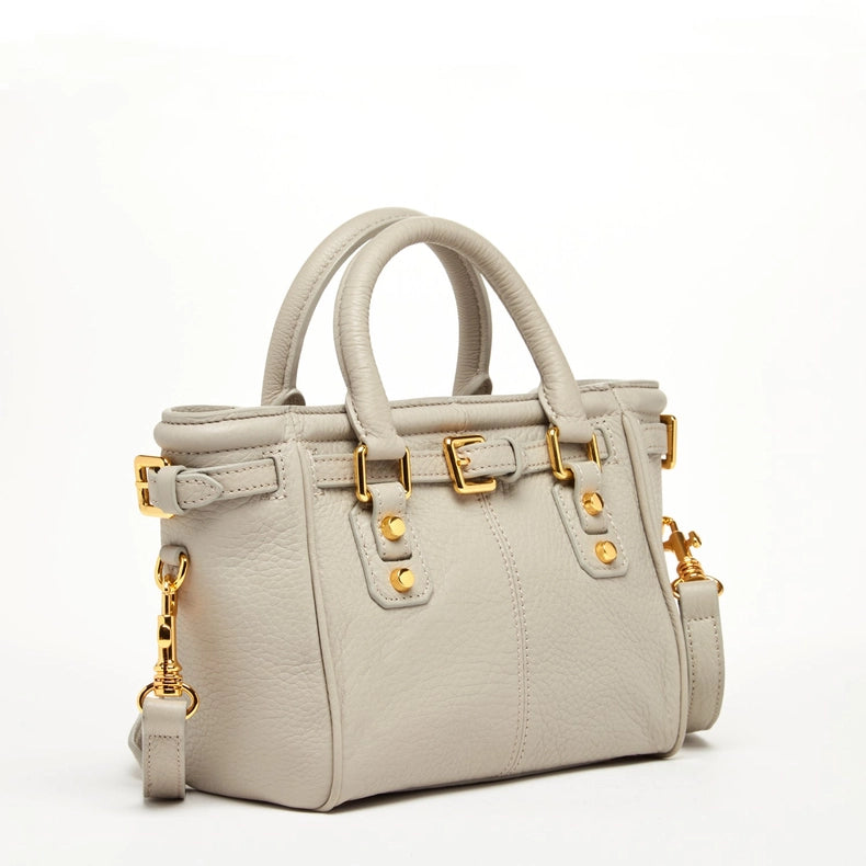 Emma Leather Satchel Bag Grayish Beige-Bag-SUSU-Grayish Beige-Urbanheer