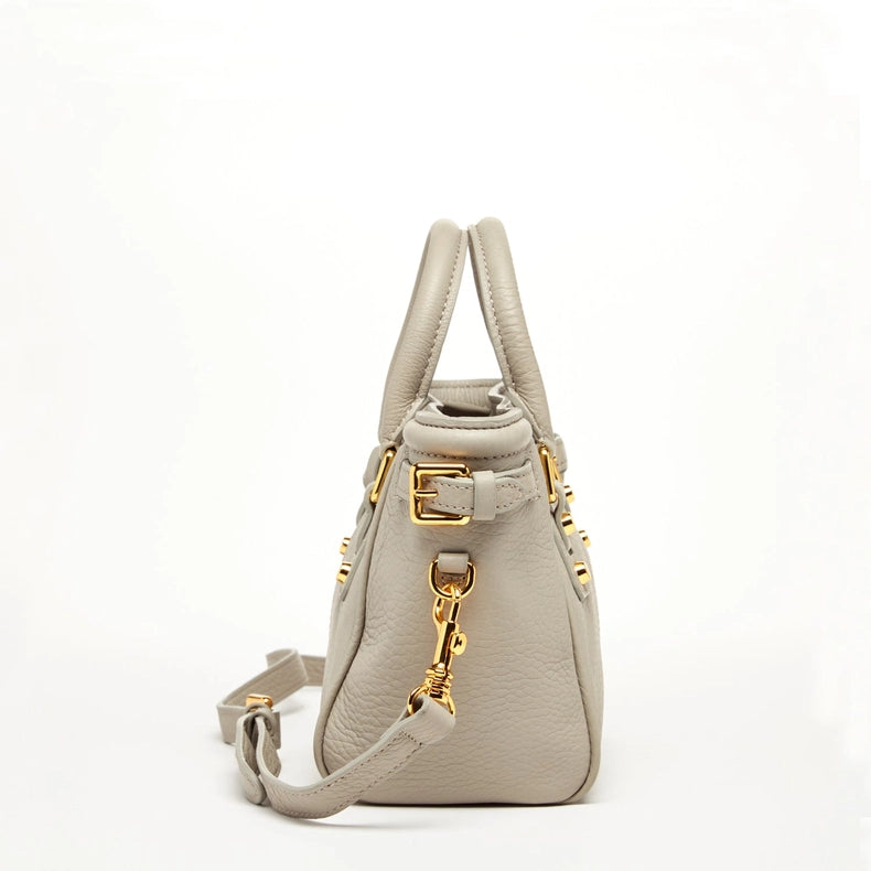 Emma Leather Satchel Bag Grayish Beige-Bag-SUSU-Grayish Beige-Urbanheer