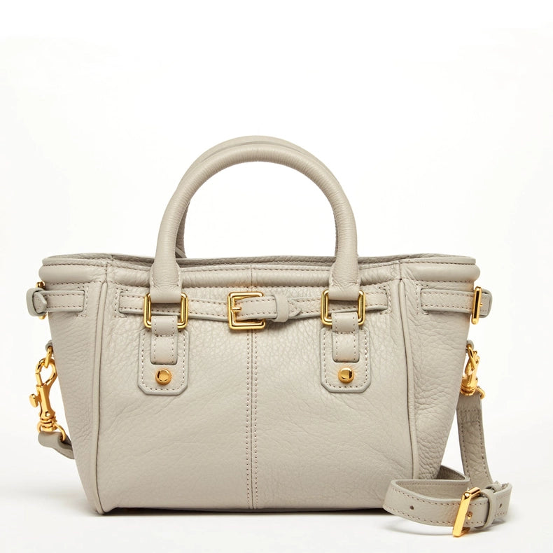Emma Leather Satchel Bag Grayish Beige-Bag-SUSU-Grayish Beige-Urbanheer
