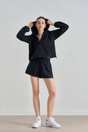 Emory Airplus Zipper Hoodie & Short Activewear Set Black-Set-91thelabel-S-Black-Urbanheer