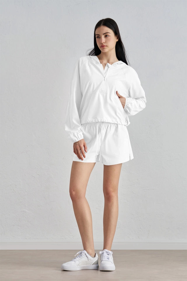 Emory Airplus Zipper Hoodie & Short Activewear Set White-Set-91thelabel-S-White-Urbanheer