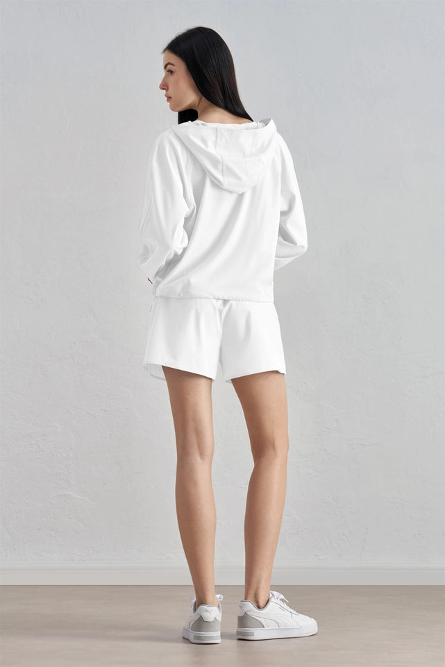 Emory Airplus Zipper Hoodie & Short Activewear Set White-Set-91thelabel-S-White-Urbanheer