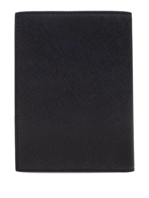 Emporio Armani Asv Regenerated Saffiano Leather Passport Holder With Eagle Plate
