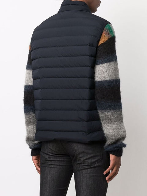 Emporio Armani Full-zip, sleeveless quilted nylon down jacket with eagle logo patch