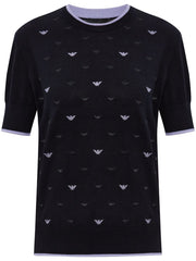 Emporio Armani Jumper with all-over micro eagle embroidery