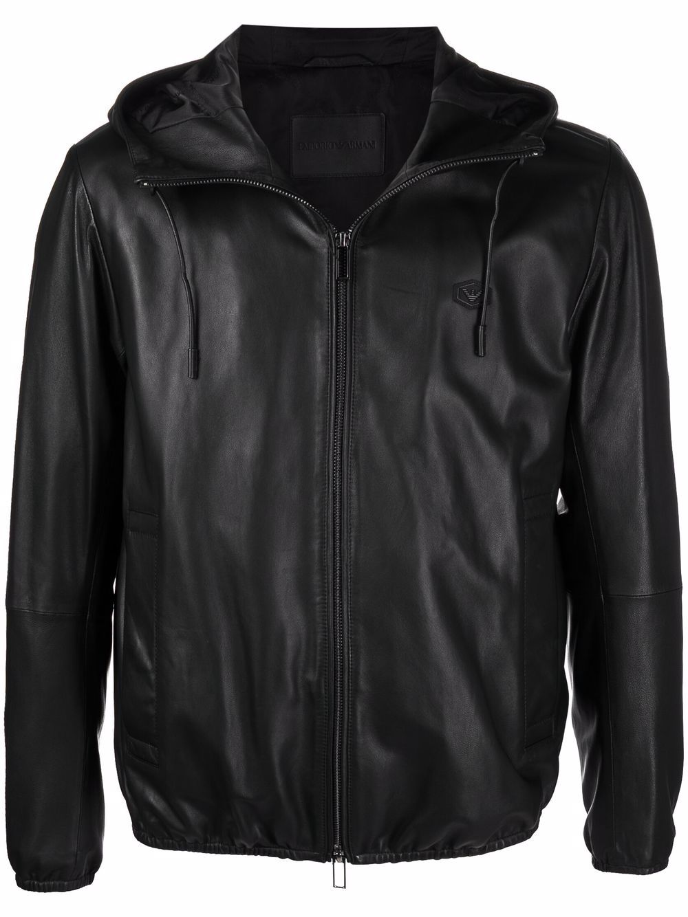 Emporio Armani Lambskin hooded jacket drawstring