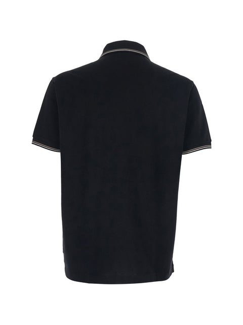 Emporio Armani Logo cotton polo shirt Black/White/Brown