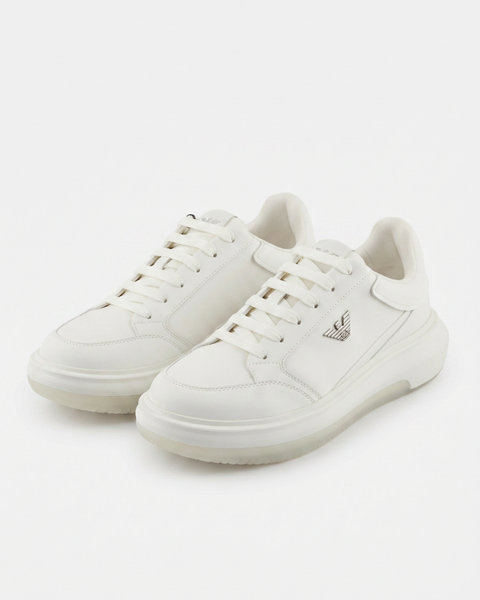 Emporio Armani Men's Sneakers with Logo in Cream White