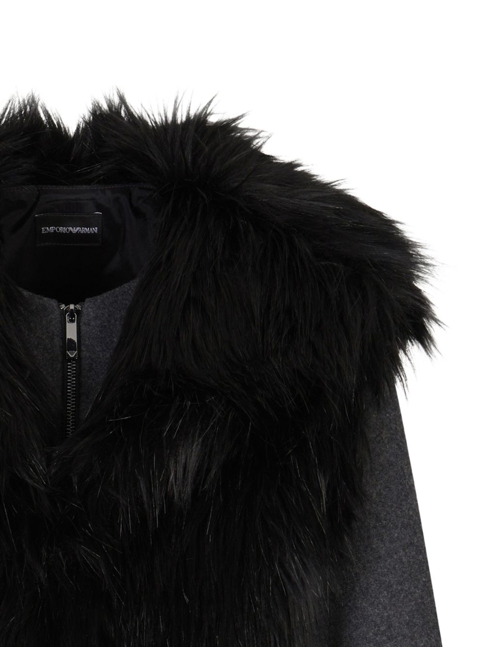 Emporio Armani Polygon capsule collection two-in-one wool cloth jacket with faux fur gilet
