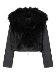 Emporio Armani Polygon capsule collection two-in-one wool cloth jacket with faux fur gilet