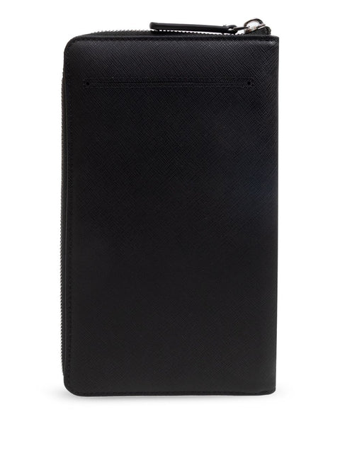 Emporio Armani Saffiano Leather Organizer With Asv Eagle Plaque