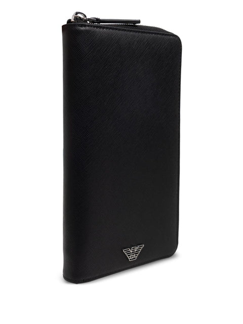 Emporio Armani Saffiano Leather Organizer With Asv Eagle Plaque