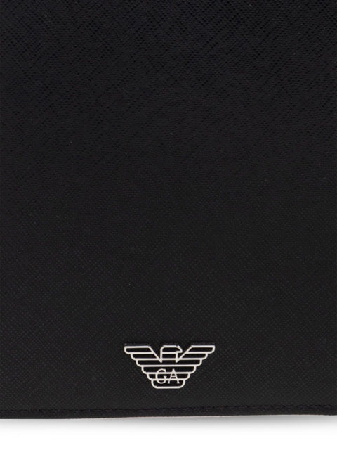 Emporio Armani Saffiano Leather Organizer With Asv Eagle Plaque