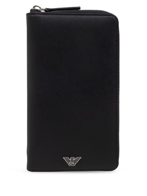 Emporio Armani Saffiano Leather Organizer With Asv Eagle Plaque
