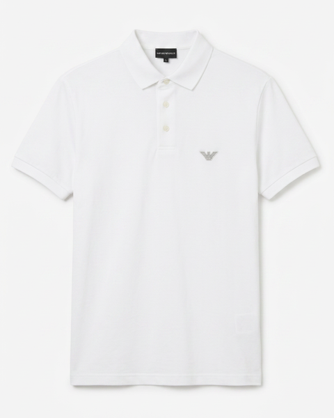 Emporio Armani Shot Sleeve Polo Shirt White/Grey Logo