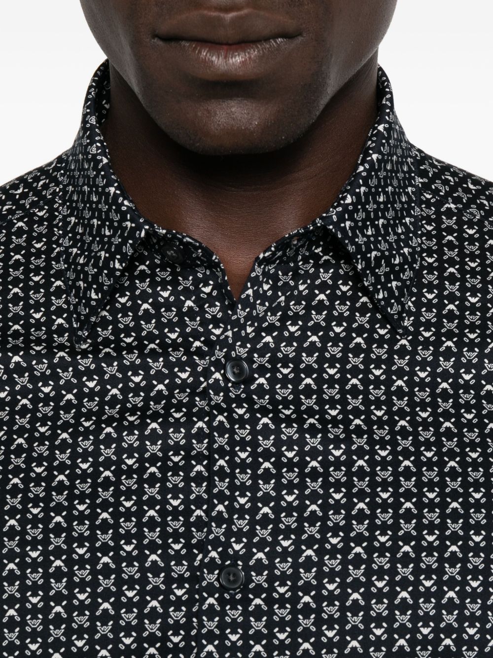 Emporio Armani Stretch cotton shirt with printed pattern