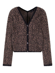 Emporio Armani V-neck cardigan in mohair wool blend with all-over jacquard pattern