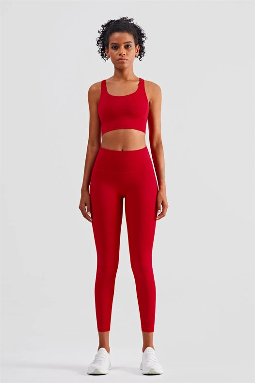 Empower High Waist Leggings Fiery Red-Leggings-91thelabel-S-Urbanheer