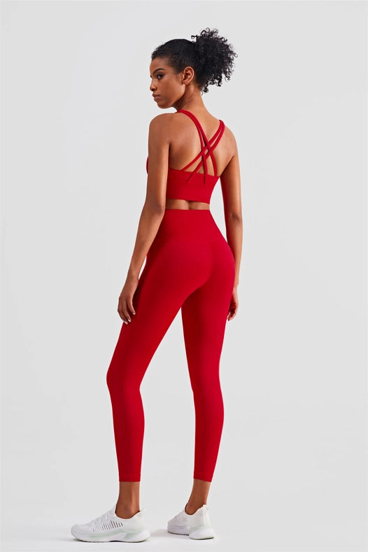 Empower High Waist Leggings Fiery Red-Leggings-91thelabel-S-Urbanheer