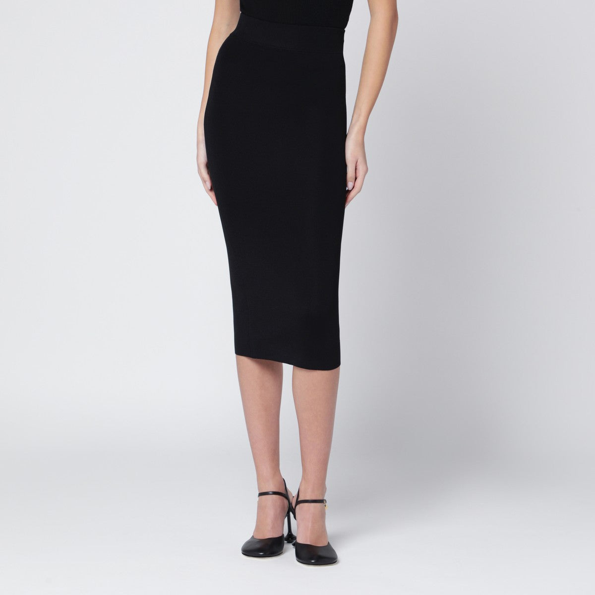 Entire Studios Black viscose-blend midi skirt