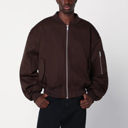 Entire Studios Dark brown zip-up bomber jacket in wool