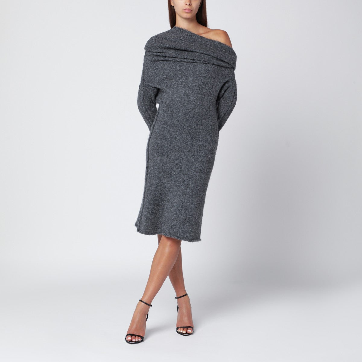 Entire Studios Smoke grey wool-blend one-shoulder dress