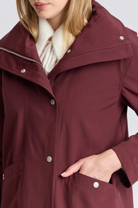 Envelope Collar Hidden Hood Rain Jacket