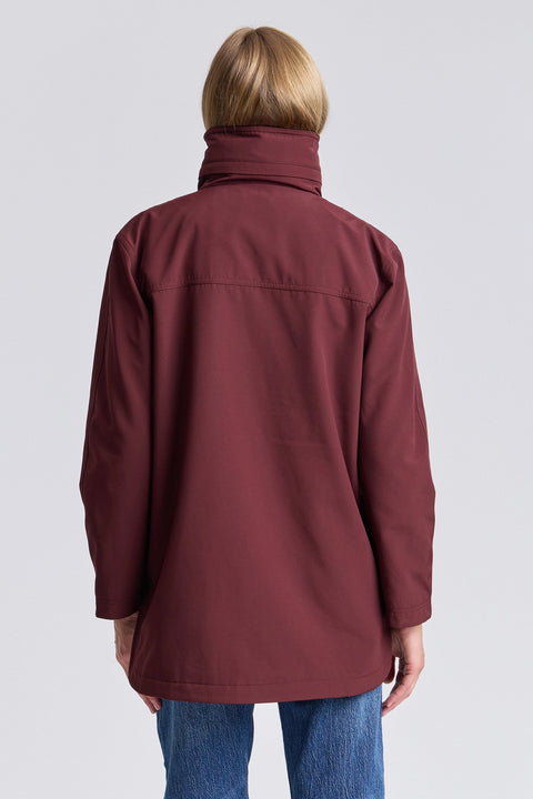 Envelope Collar Hidden Hood Rain Jacket