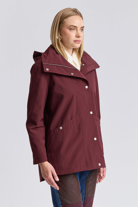 Envelope Collar Hidden Hood Rain Jacket