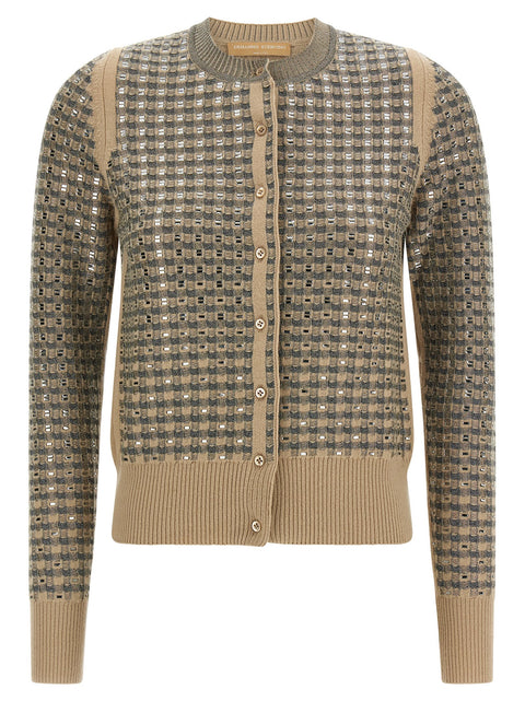 Ermanno Scervino Check Cardigan With Crystals