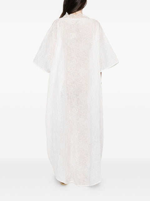 Ermanno Scervino V-neck short sleeves scalloped edge Long kaftan