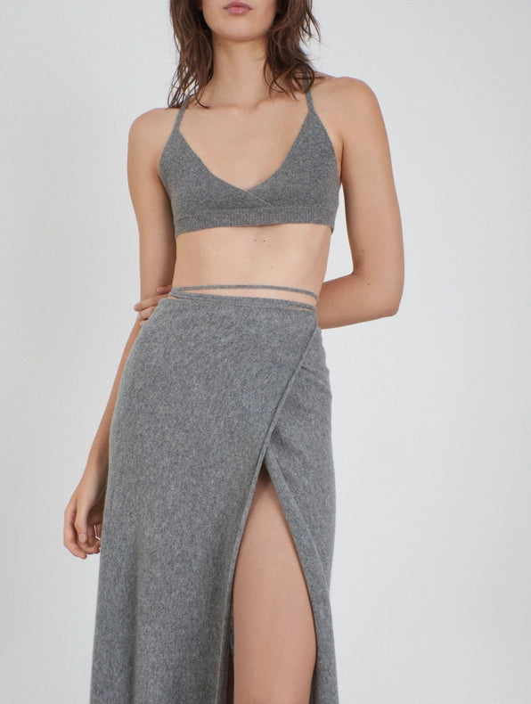 Esmeralda Cashmere Knitted Wrap Skirt-Skirts-Leap Concept-XS-Grey-Urbanheer
