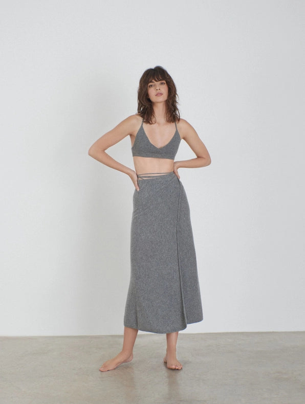 Esmeralda Cashmere Knitted Wrap Skirt-Skirts-Leap Concept-XS-Grey-Urbanheer