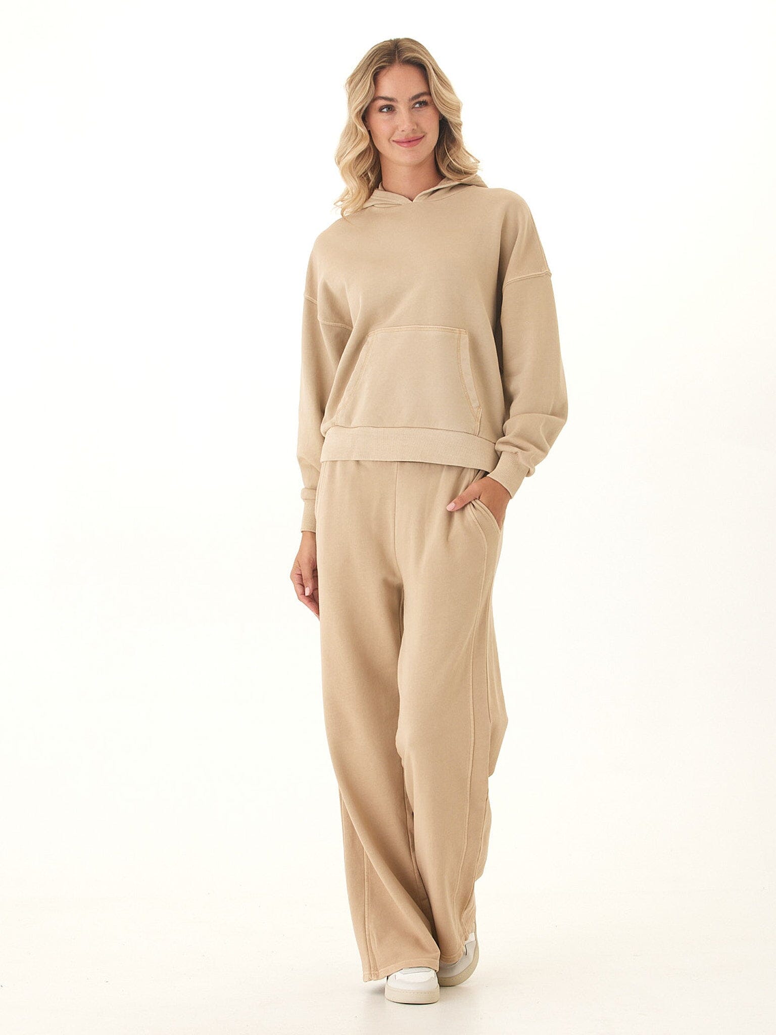 Esmeralda Mineral Wash Cotton Terry Wide Leg Pant