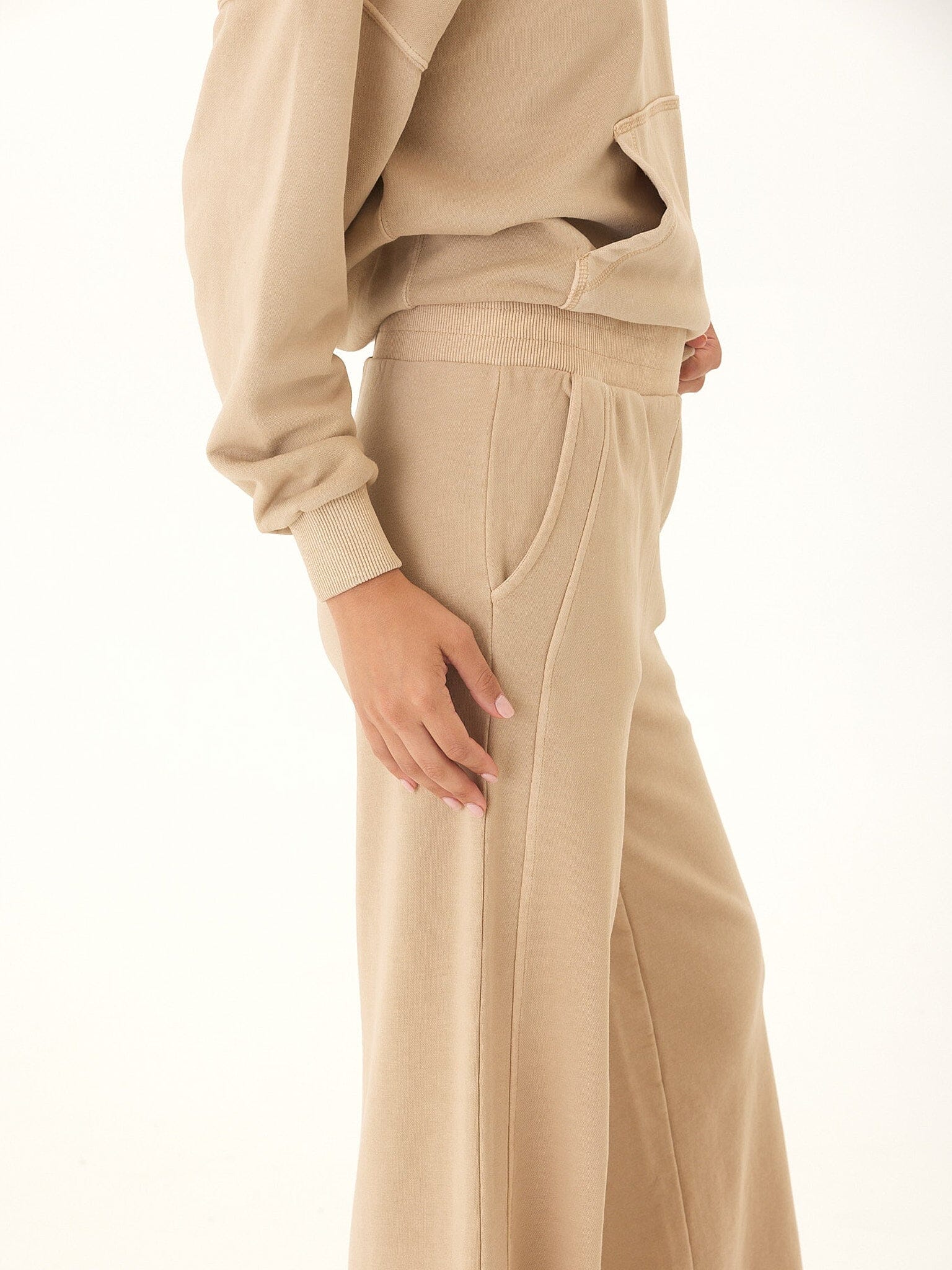 Esmeralda Mineral Wash Cotton Terry Wide Leg Pant