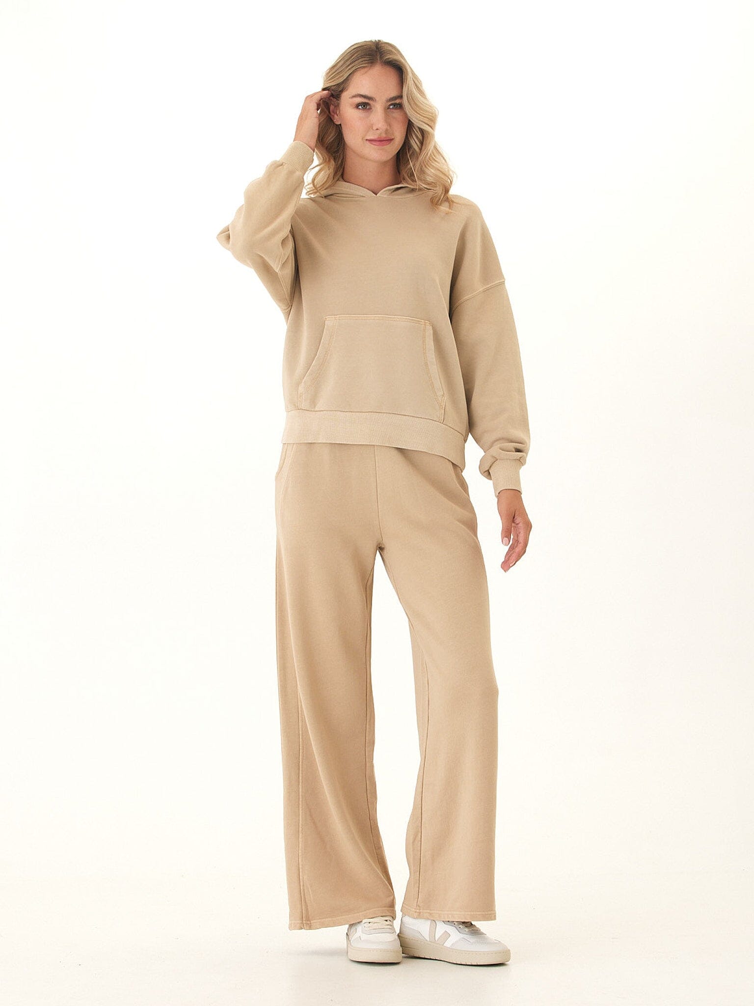 Esmeralda Mineral Wash Cotton Terry Wide Leg Pant