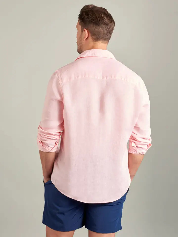 Espadon Classic French Linen Shirt - Pink-Shirt-Espadon-S-Pink-Urbanheer