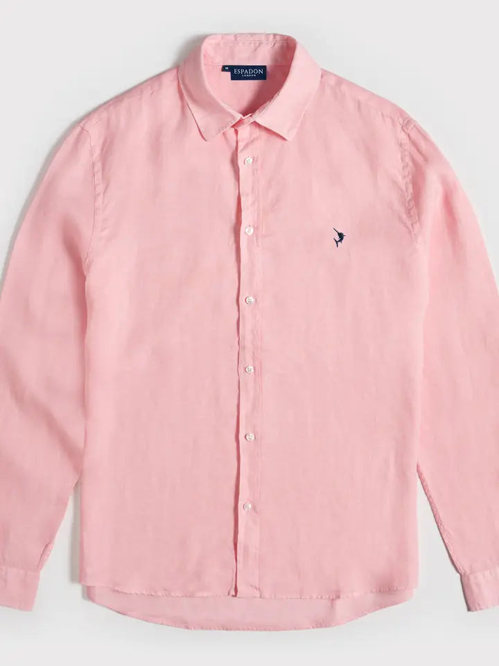 Espadon Classic French Linen Shirt - Pink-Shirt-Espadon-S-Pink-Urbanheer