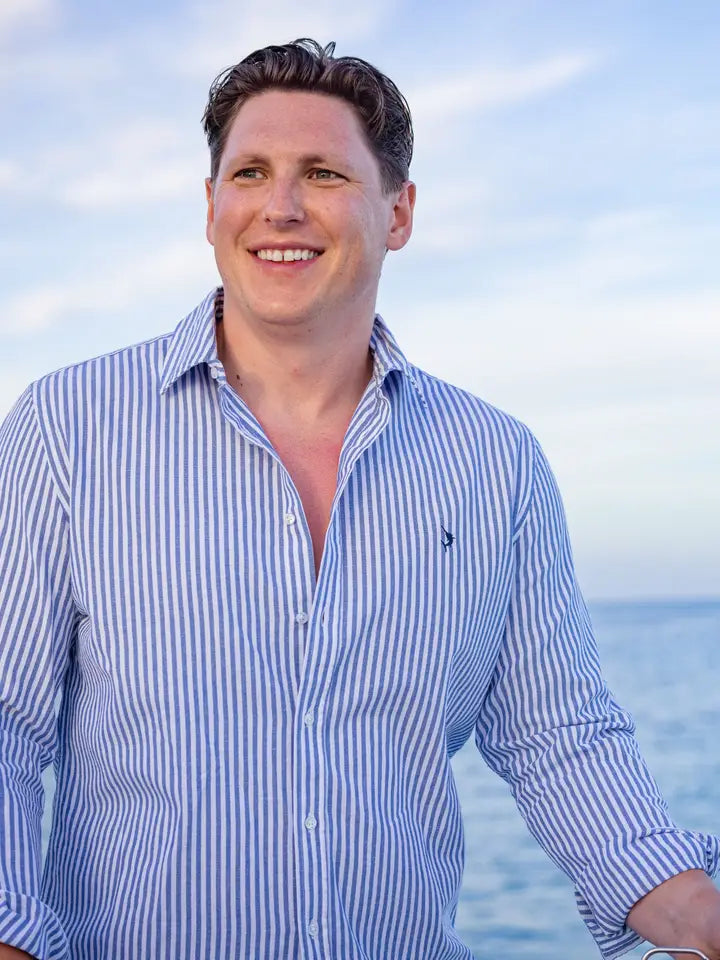 Espadon Striped French Linen Shirt - Navy-Shirt-Espadon-S-Navy-Urbanheer