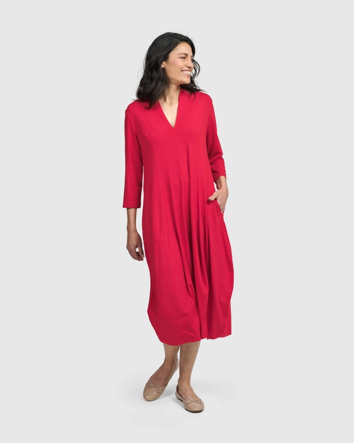 Essential Cocoon Dress, Red Rose-Dress-Alembika-4 (US 12-14)-red-Urbanheer