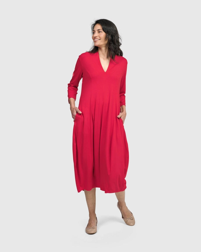 Essential Cocoon Dress, Red Rose-Dress-Alembika-4 (US 12-14)-red-Urbanheer