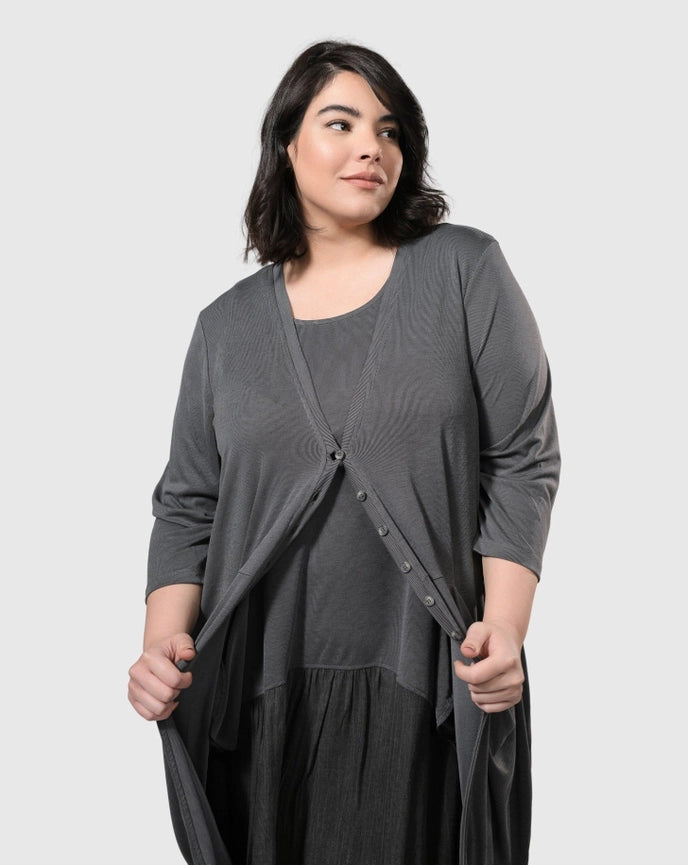 Essential Draped Cocoon Jacket, Grey-Jacket-Alembika-US 4-6-Grey-Urbanheer